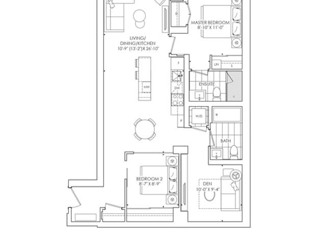 1014 sq. ft. (Starting Level 303)